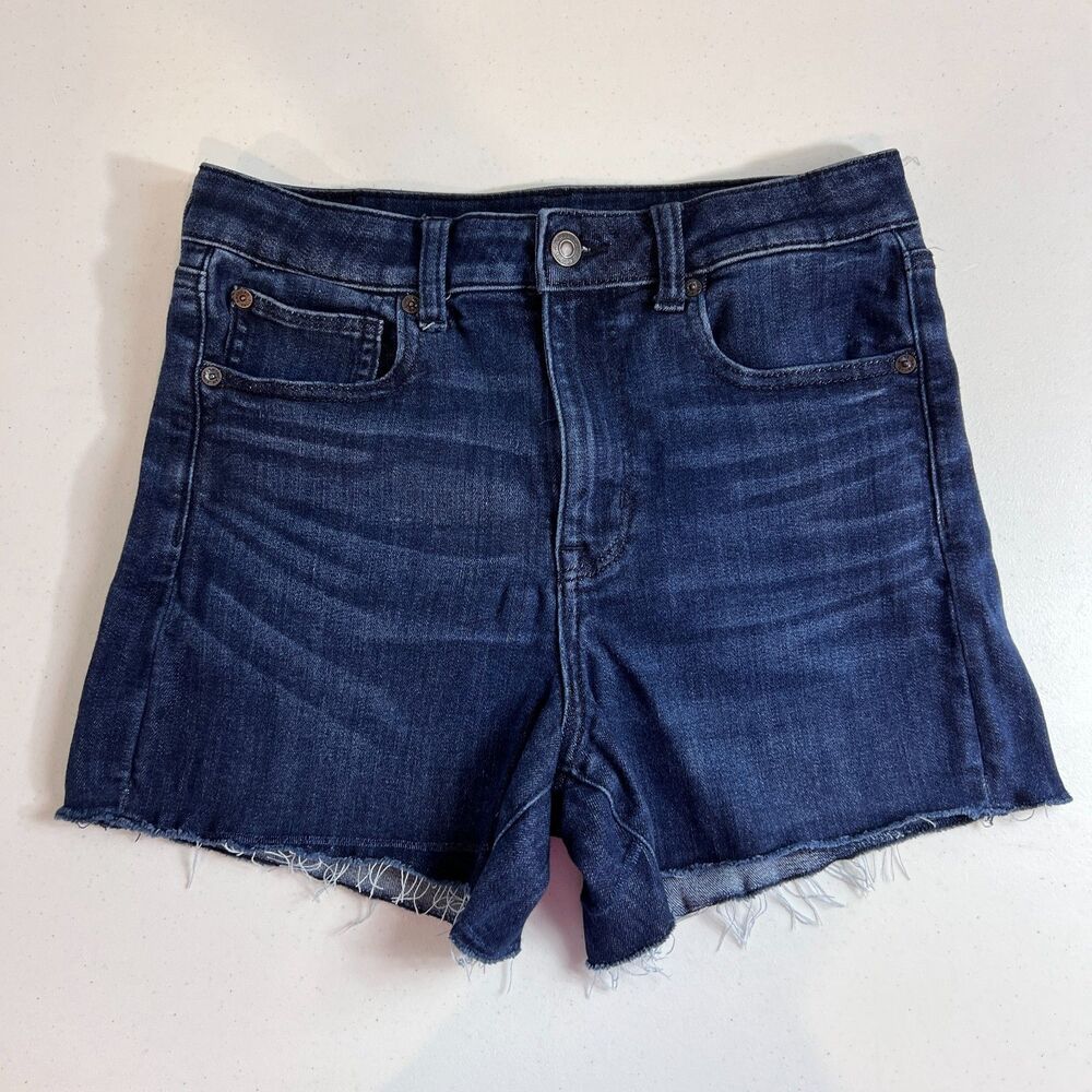 American Eagle Women's Super Hi-Rise Shortie Denim Shorts Dark Wash Size 8